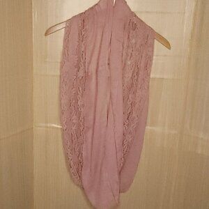 Dusty Rose Pink Lace Detail Infinity Scarf